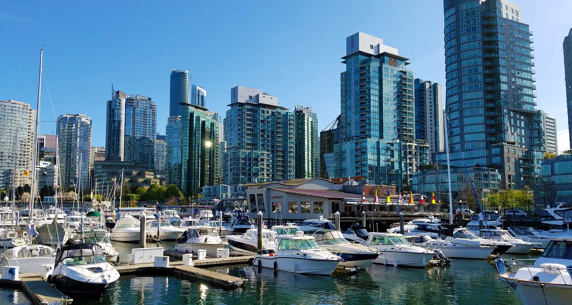 Skyscrappers in Vancouver on a sunny day.