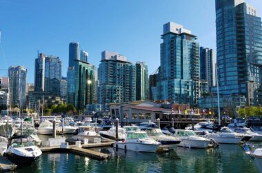 Skyscrappers in Vancouver on a sunny day.