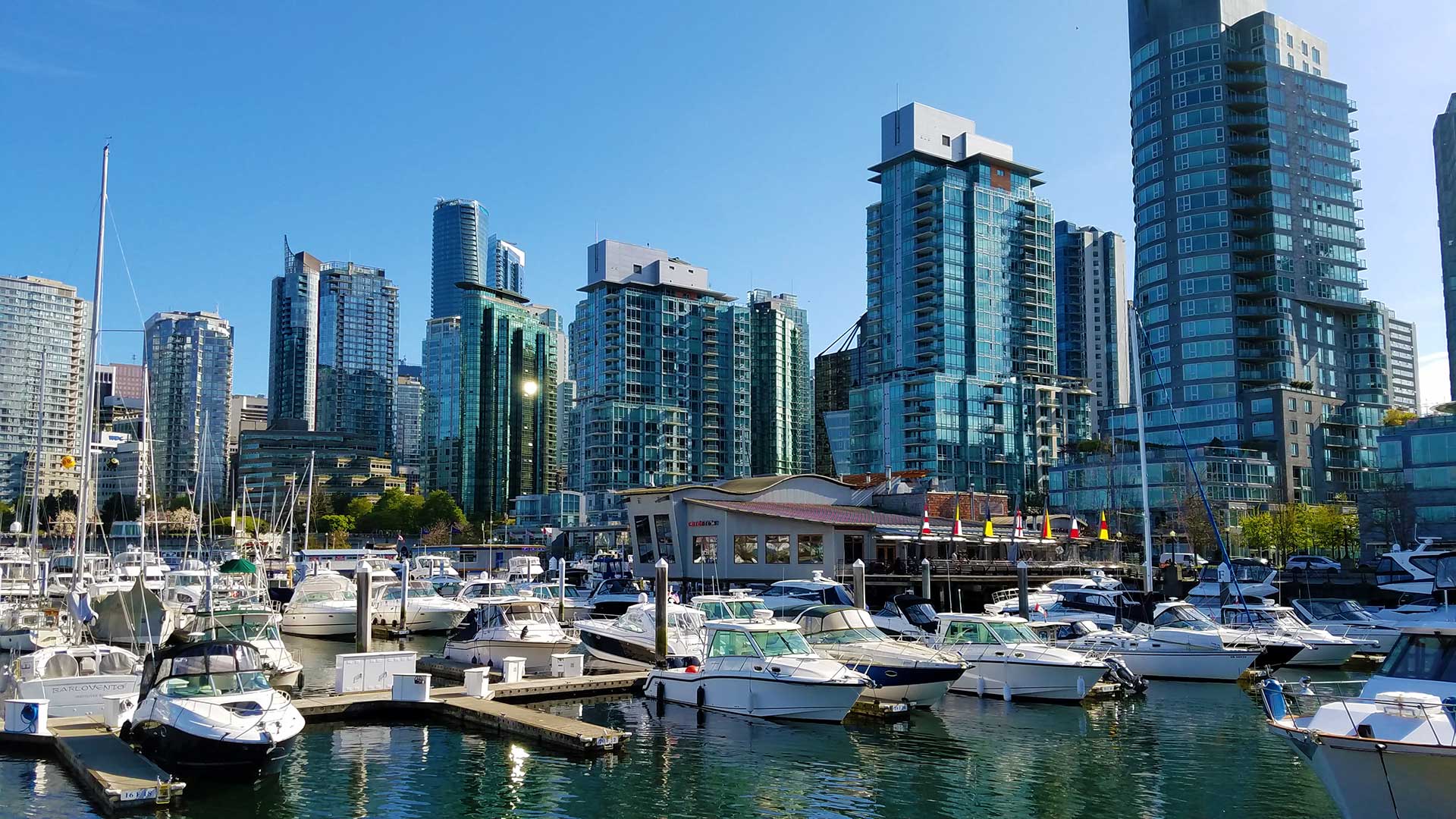 Skyscrappers in Vancouver on a sunny day.